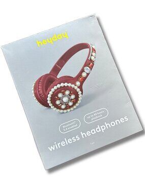 FINAL SALE! Heyday Jeweled Wireless Headphones Red Pearl Embellished